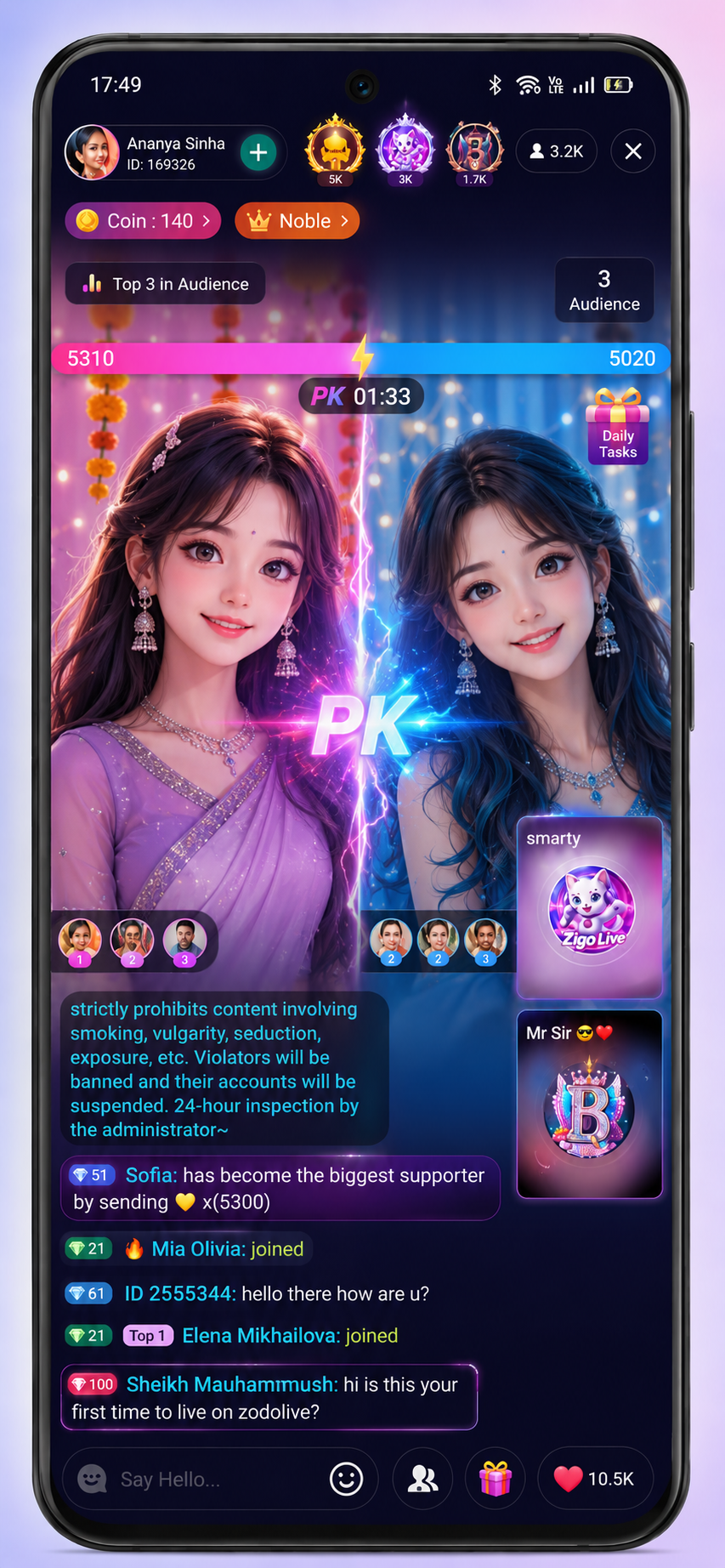 Official ZIGO LIVE live interaction screen